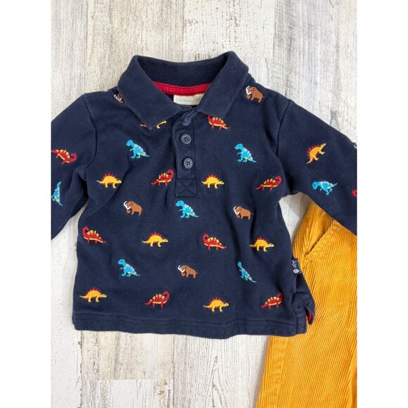 Jojo Maman Bebe Baby Boys 6 to 12 M Dinosaur Polo Corduroy Pants Set - Picture 3 of 9
